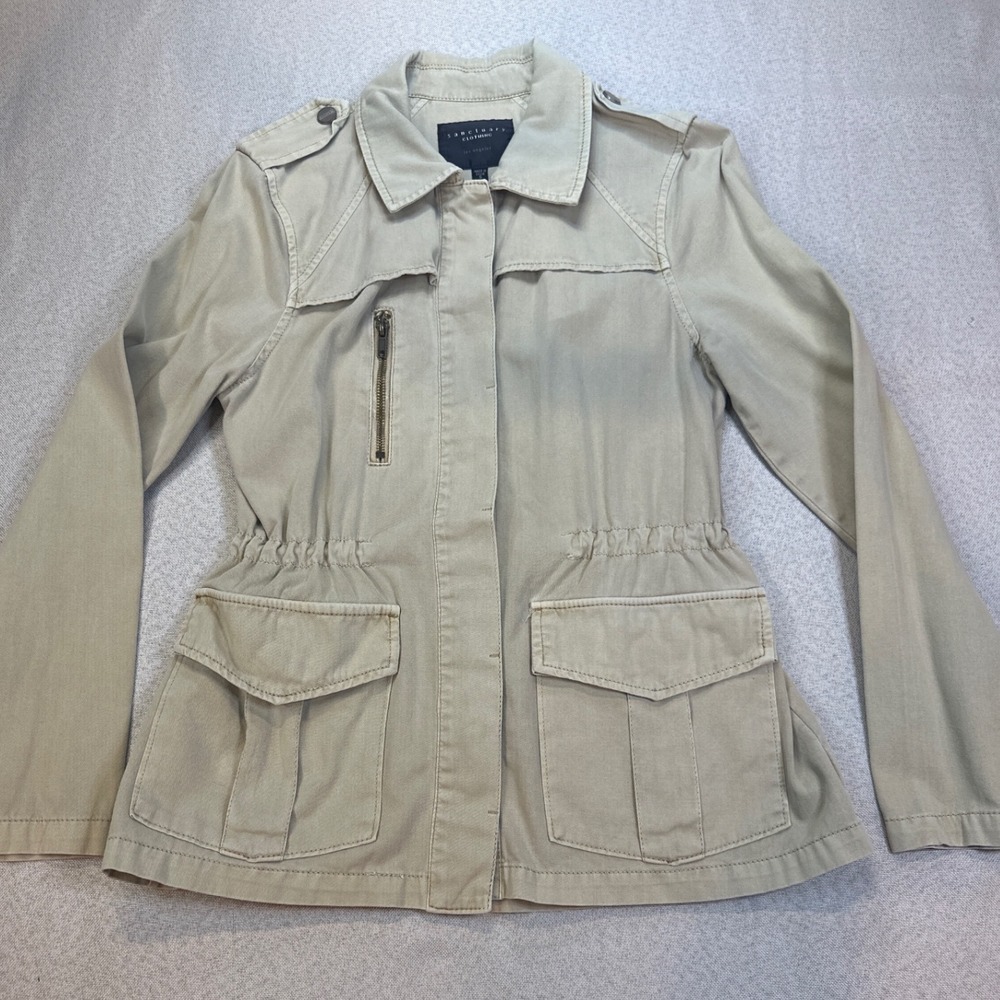 Sanctuary Utility Field Jacket Womens S Tan Khaki Cotton Military Cargo Boho
